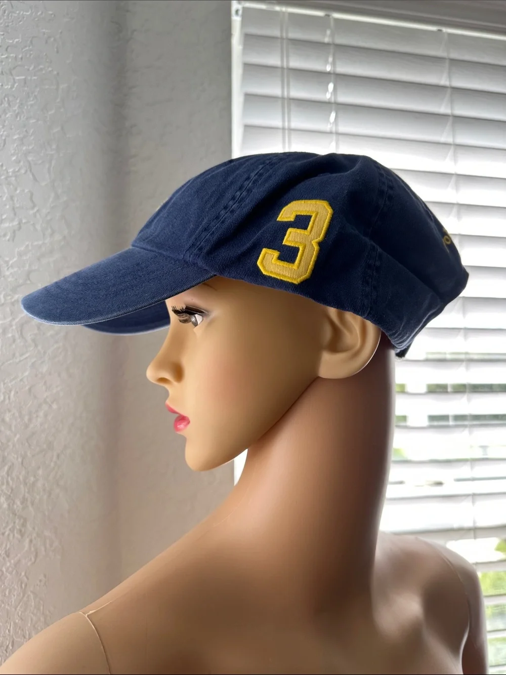 Polo by Ralph Lauren Navy Hat with Yellow Pony & 3 Patch